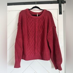 Free People Cranberry Knit Sweater Size L